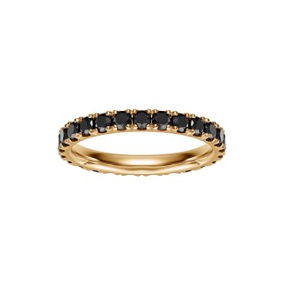 Yellow Gold Band Ring With Black Diamonds 