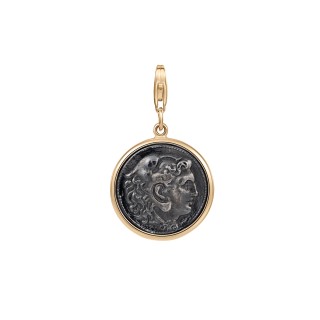 Silver Coin-Style Pendant Framed In Gold