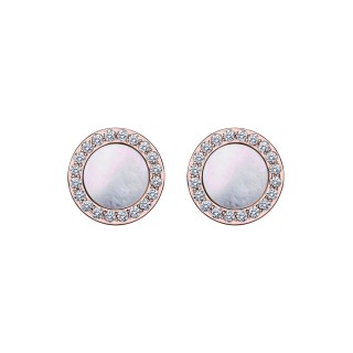 Rose Gold Earrings With Diamonds And Mother Of Pearl