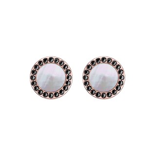 Rose Gold Earrings With Black Diamonds And Mother Of Pearl