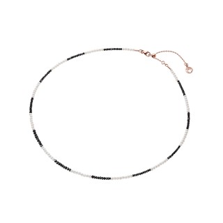 Freshwater Pearl Necklace In Rose Gold With Black Diamonds
