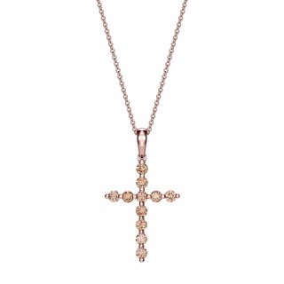 Rose Gold Cross Pendant With Fancy Brown Diamonds
