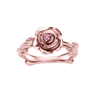 Rose Gold Rose Ring With Pink Diamond