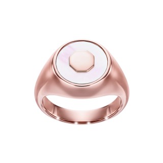 Rose Gold Signet Ring With Mother Of Pearl
